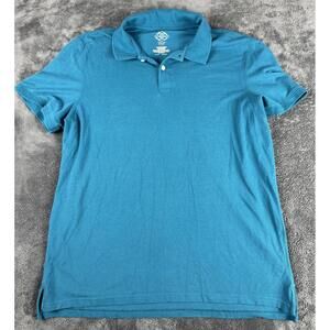 St. Johns Bay Polo Mens Size Large Blue Solid Short Sleeve Performance Polo